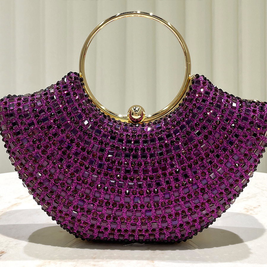 Luxury Bag Collection - Purple shiny luxurious diamond ring handle