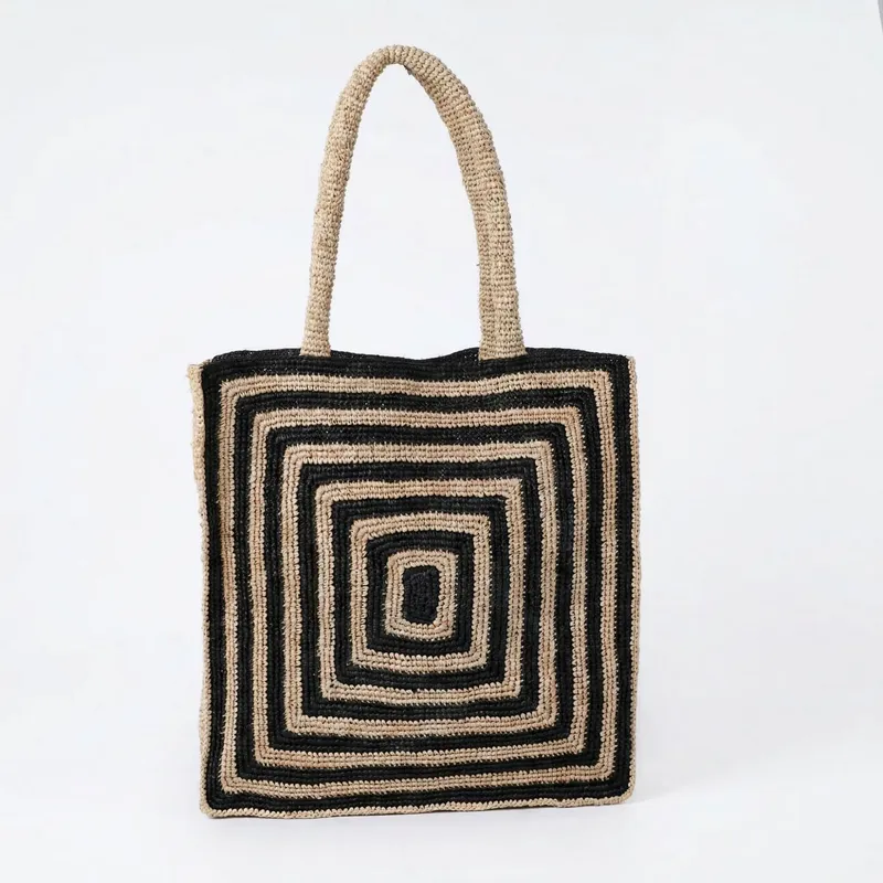 Luxury Bags Tote - Striped raffia woven straw bag luxury