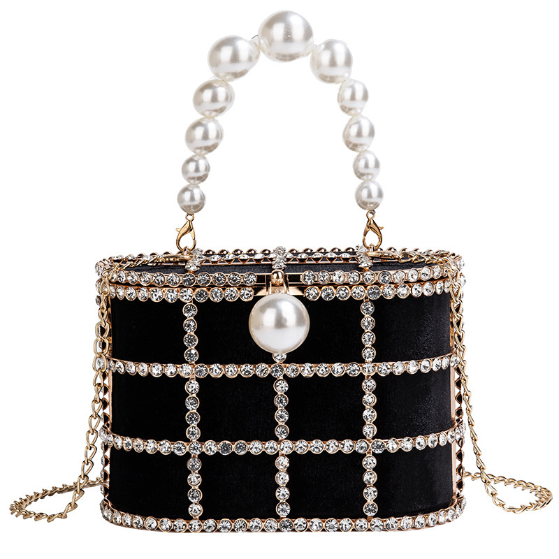 Luxury Bag Collection - Luxury Diamond Metal Bucket Pearl Handle