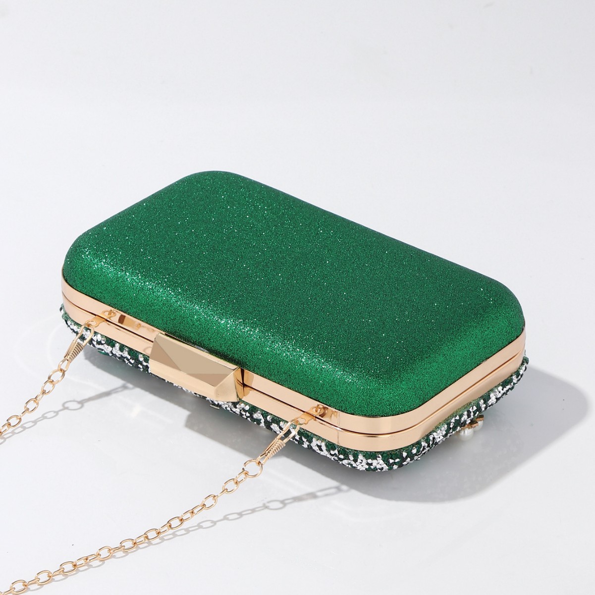 Luxury Rhinestone & Pearl Embe – Luxury Bags Green recenzja i cena