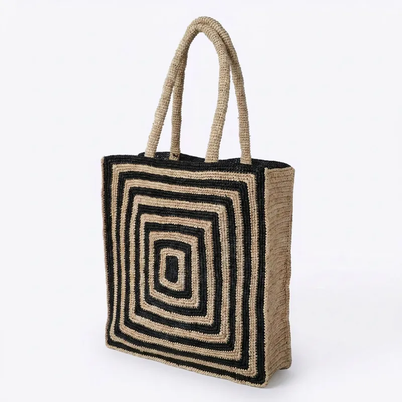 Striped raffia woven straw bag – Luxury Bags Tote recenzja i cena