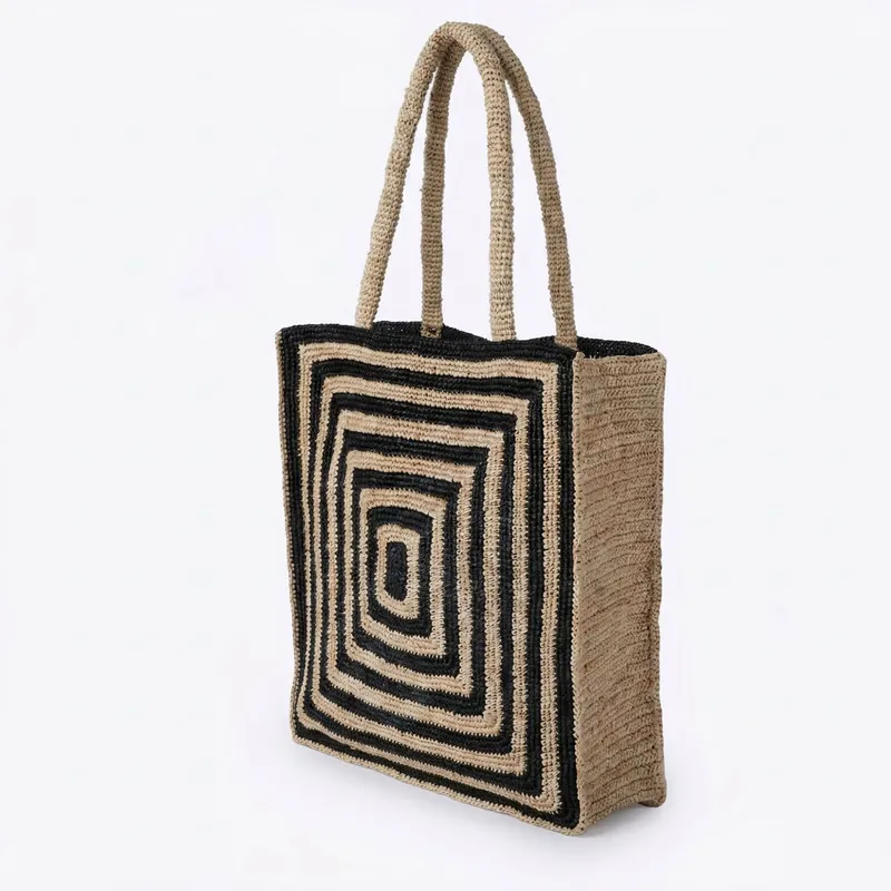 Striped raffia woven straw bag – Luxury Bags Tote recenzja i cena
