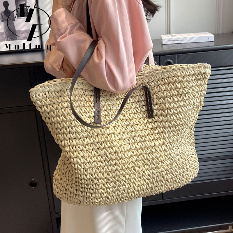 Straw Woven Tote Bags Casual L – Luxury Bags For Summer recenzja i cena
