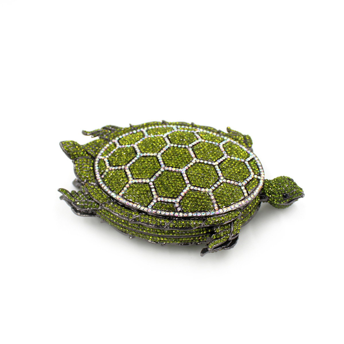 Turtle-Shaped Rhinestone Eveni – Luxury Bags Green recenzja i cena